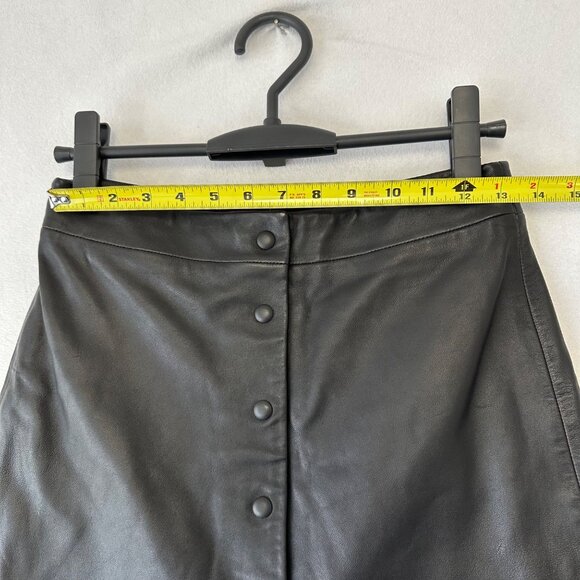 All Saints Womens Lamb Leather Button Up A-Line Mini Skirt Size US 6 Black - Picture 9 of 10